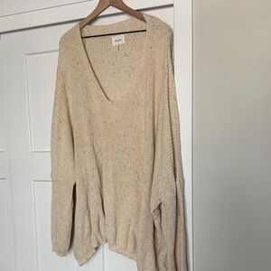 ANDREE BY UNIT Speckled Beige V-Neck Sweater
